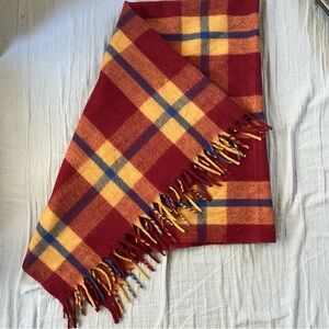 Plaid Blanket Scarf wool (blend?) X-Large red, gold